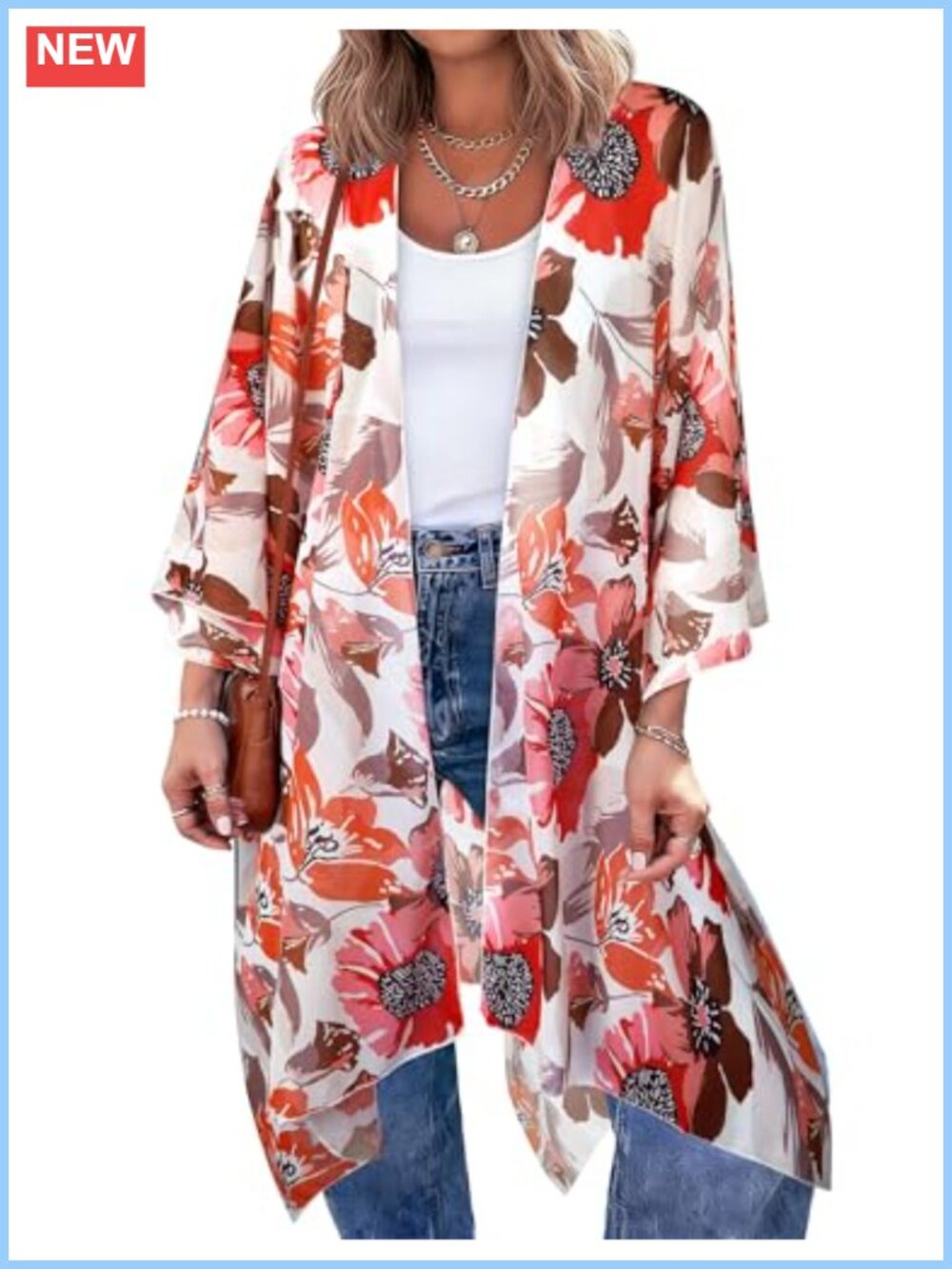 Chiffon Kimono Swimsuit Coverup Beach Cardigan Batwing Sleeve Open Front